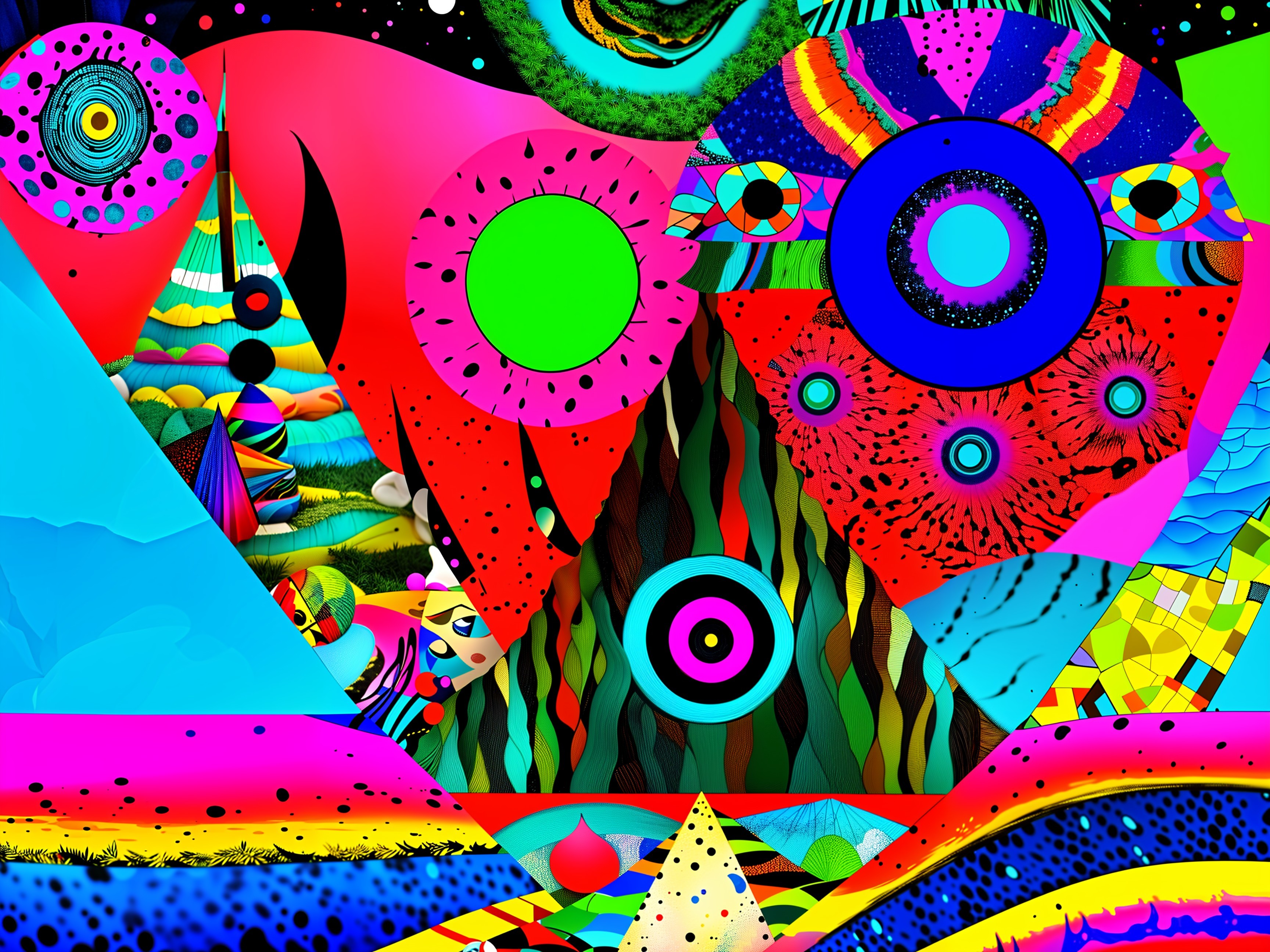 Psychedelic Abstract Art with Vibrant Geometric Shapes