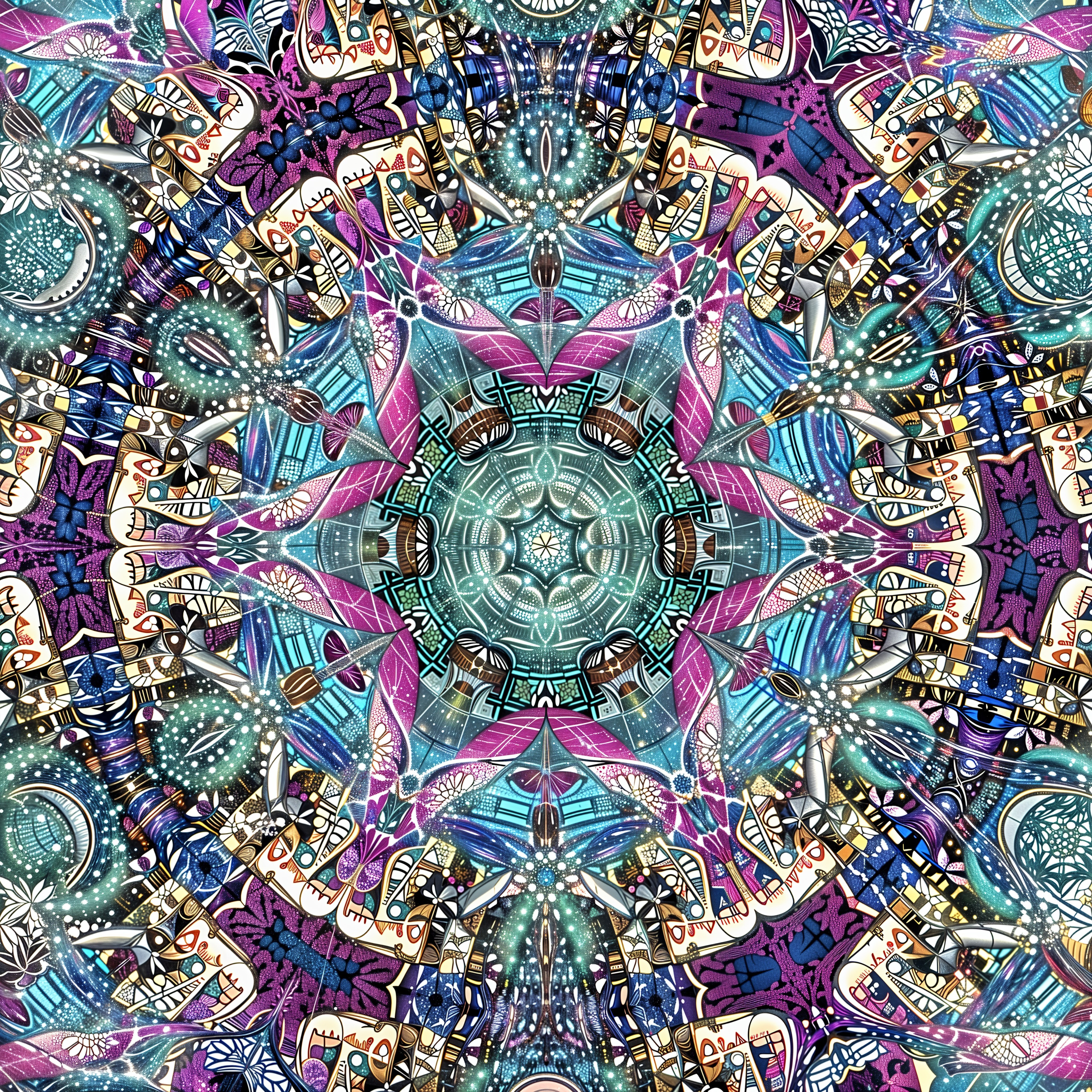 Vibrant Symmetrical Mandala Design with Intricate Patterns
