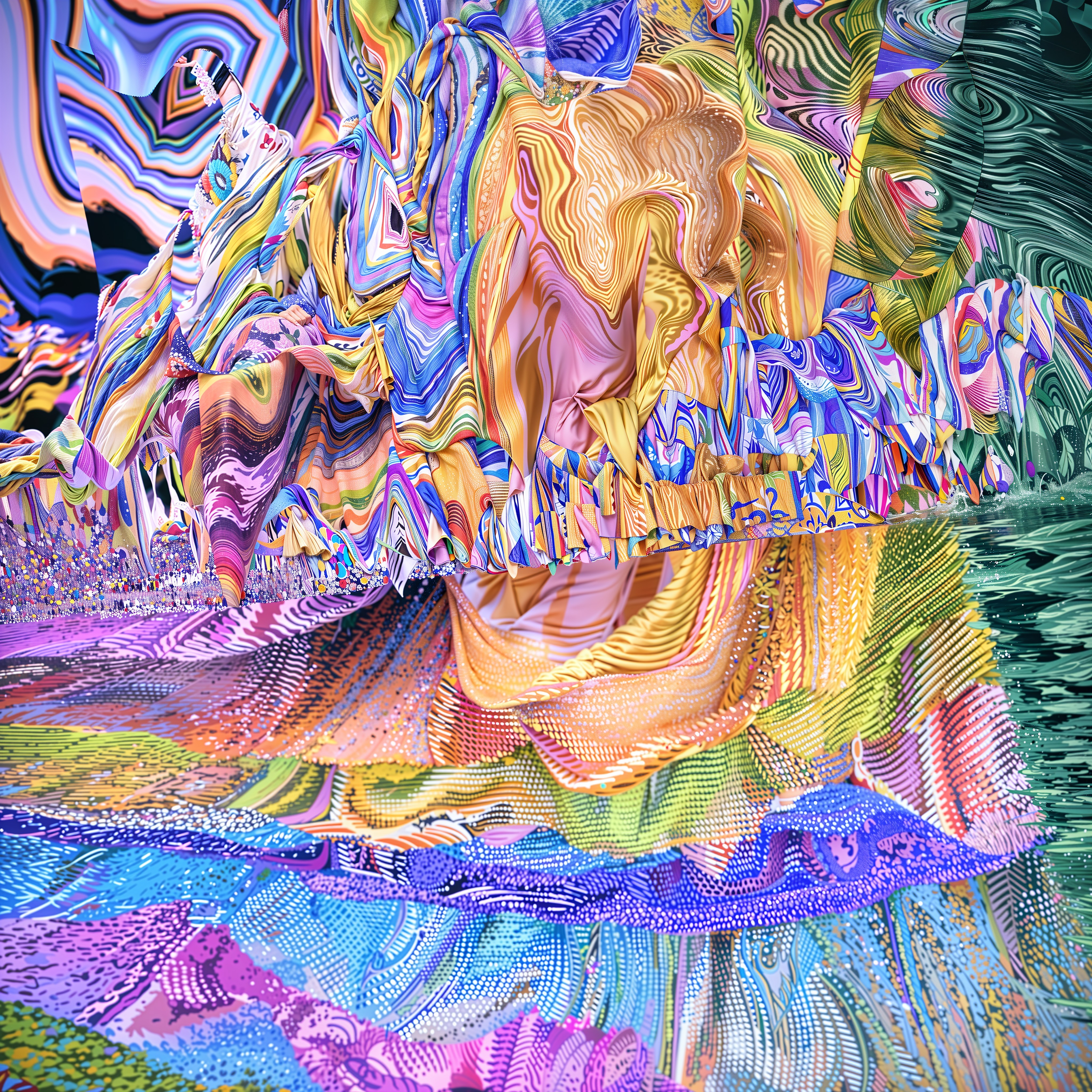 Vibrant Abstract Composition with Intricate Patterns