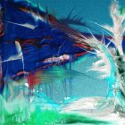 Abstract Painting with Colorful Strokes and Textures