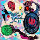 Vibrant Abstract Composition with Dynamic Shapes