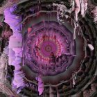 Mechanical and Organic Elements in Vibrant Artwork