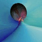 Abstract Digital Landscape with Circular Shape and Waves