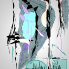 Abstract Composition with Swirling Lines and Shapes