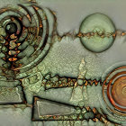 Abstract Composition with Swirling Patterns and Shapes