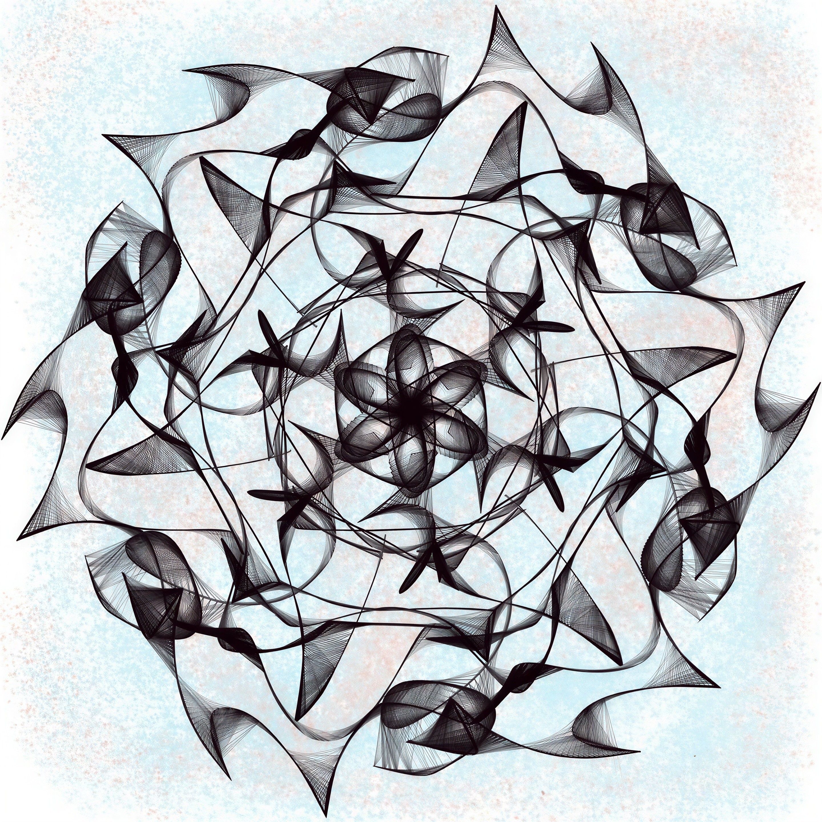 Intricate Black Ink Mandala Spiral Drawing on White Background