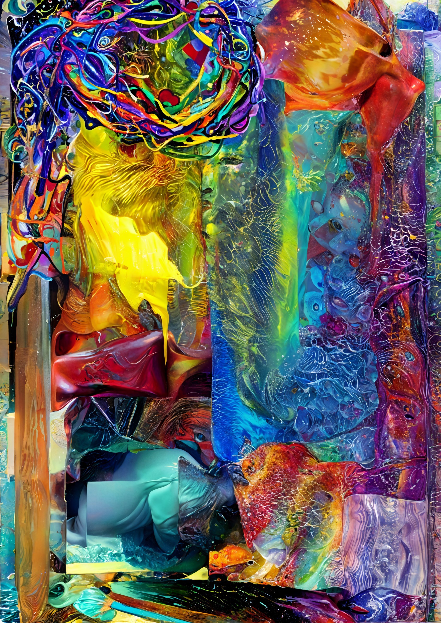 Abstract Composition with Vibrant Colors and Shapes