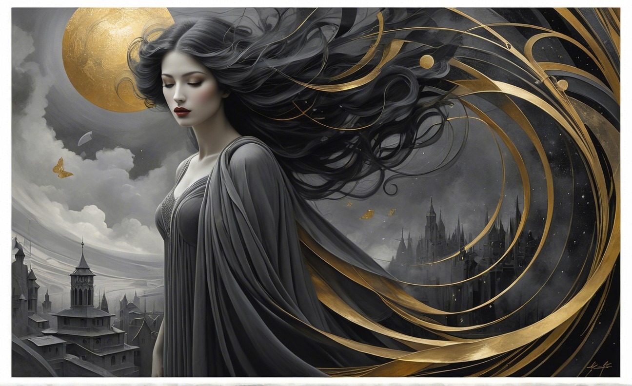Serene Female Figure in Mystical Moonlit Scene