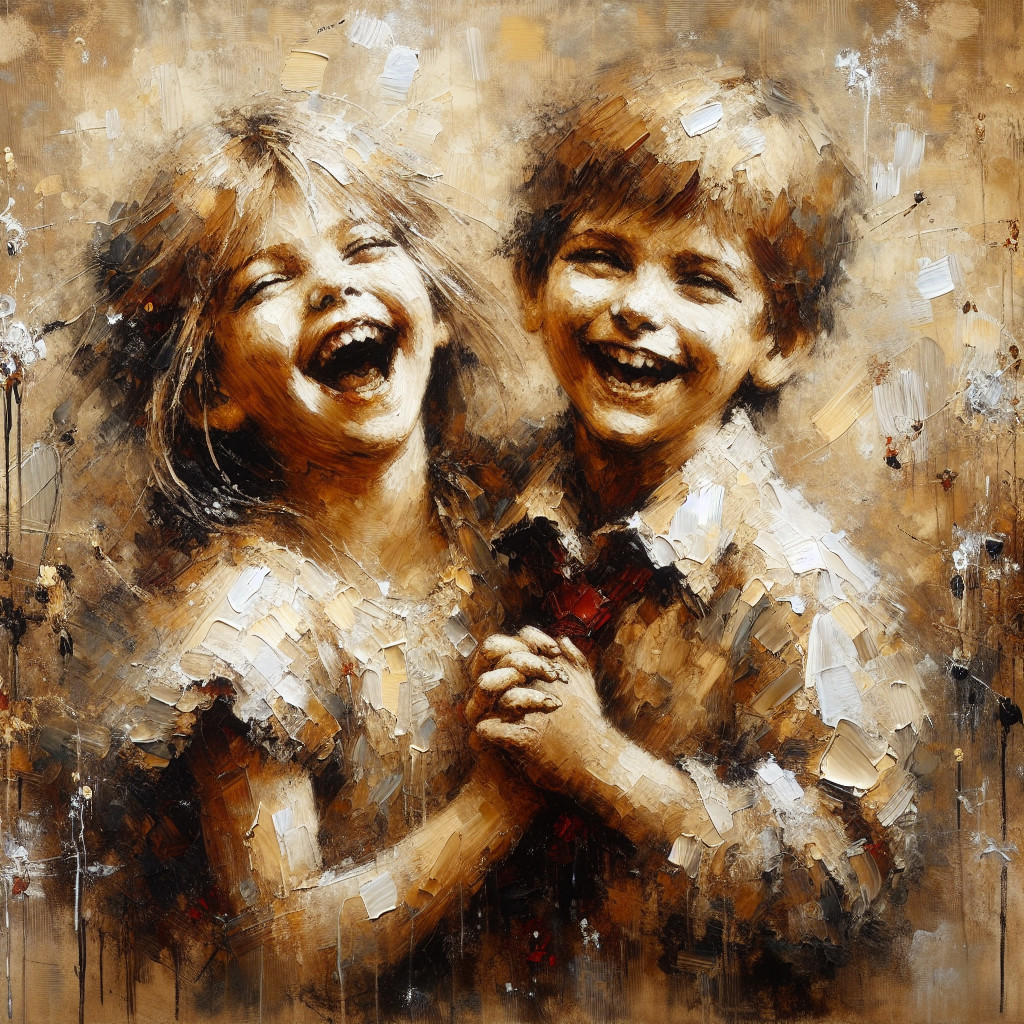 Children Laughing Together in Joyful Scene