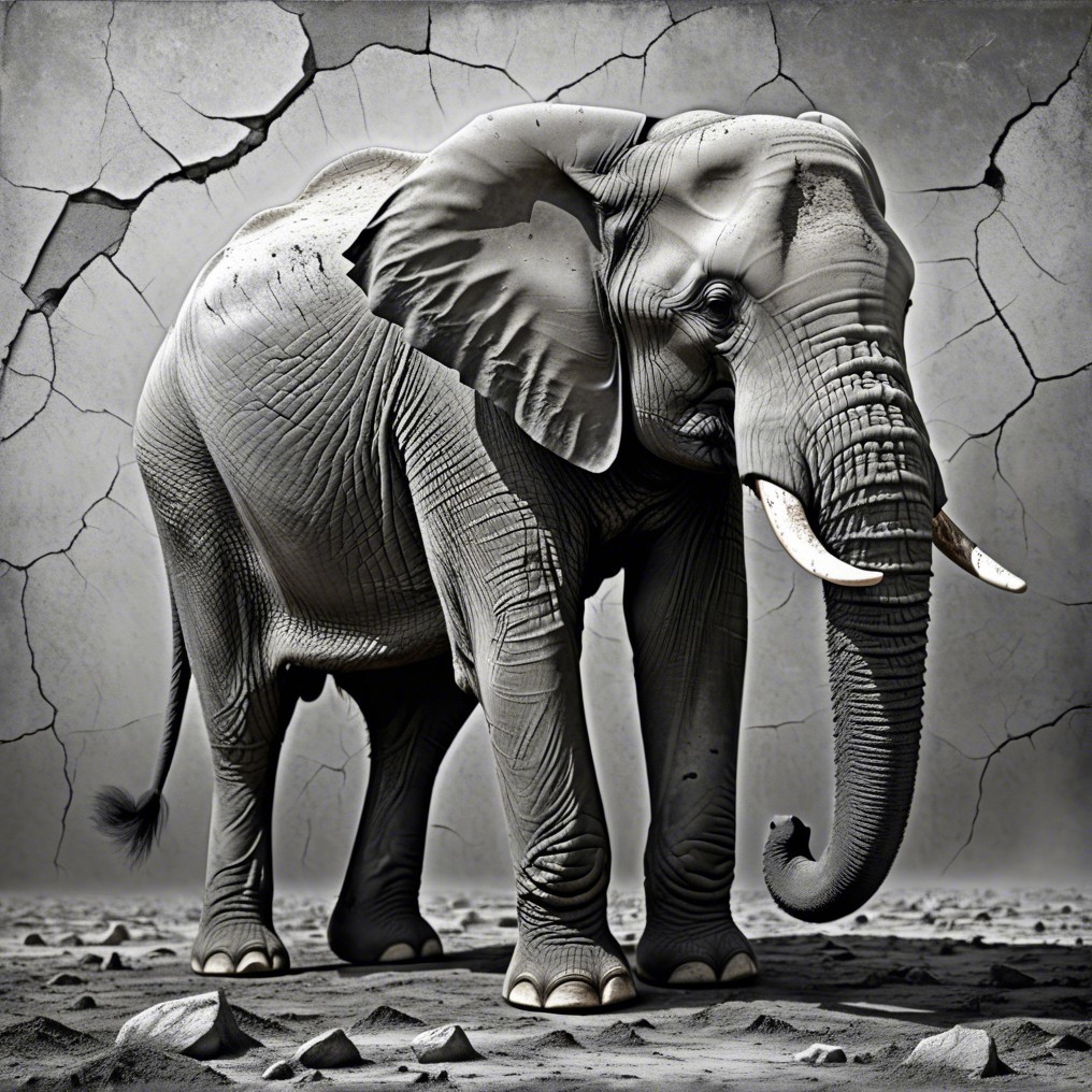 Majestic elephant against cracked earth backdrop