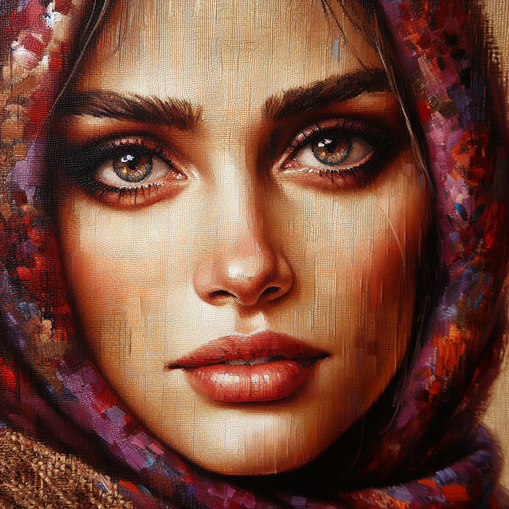 Portrait of a Young Woman with Colorful Scarf