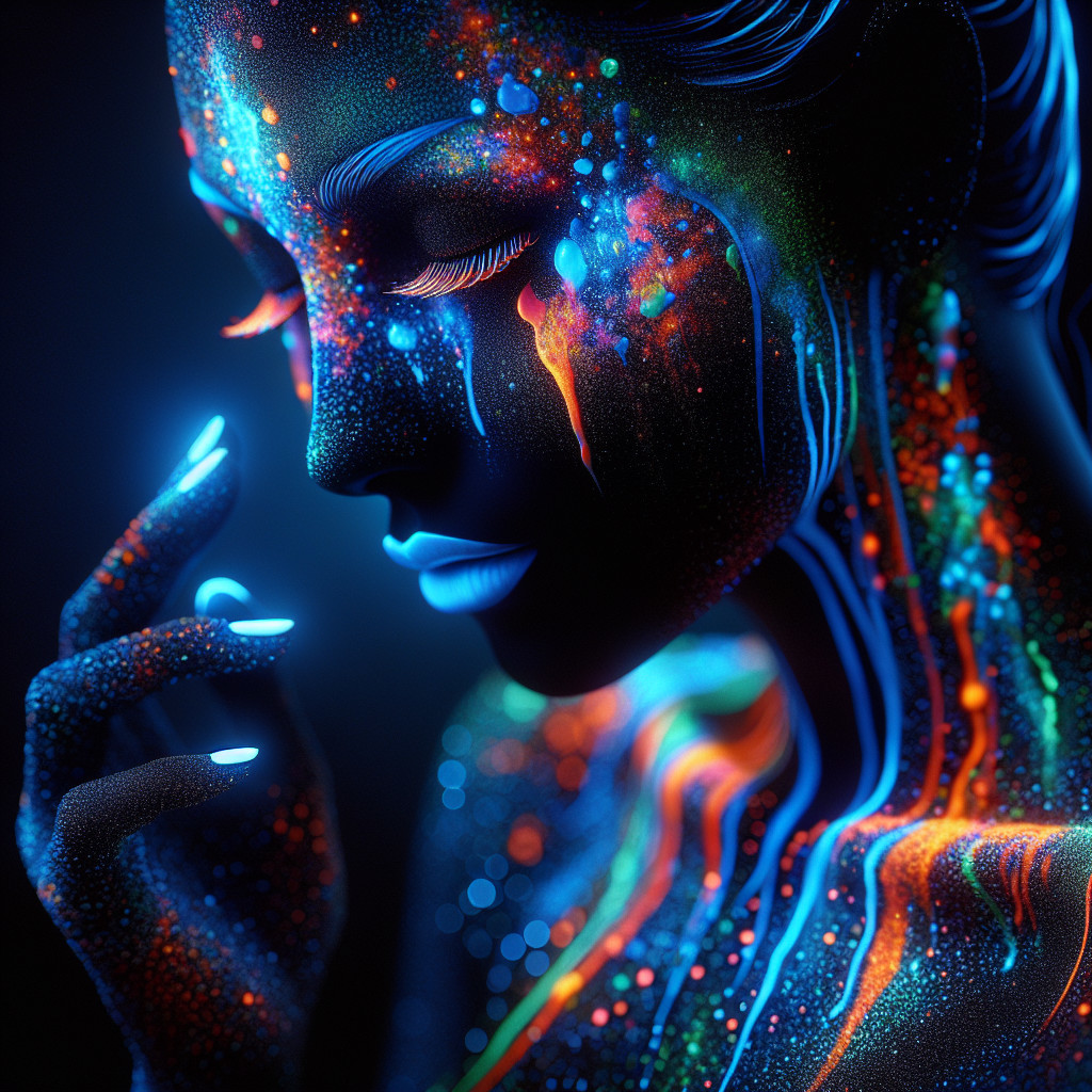 Vibrant Profile Portrait with Multicolored Body Paint