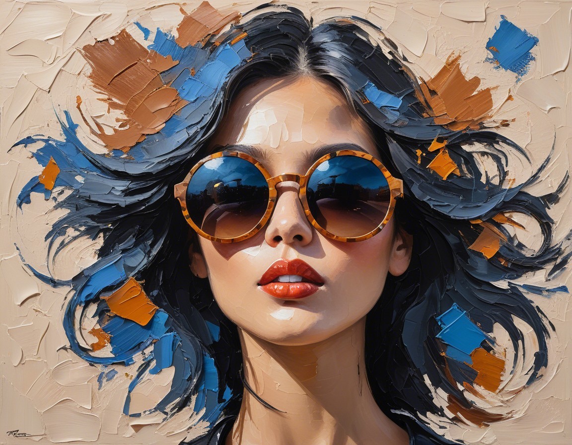 Portrait of a Woman with Vibrant Colors and Sunglasses
