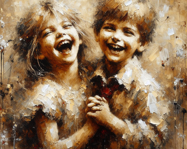 Children Laughing Together in Joyful Scene