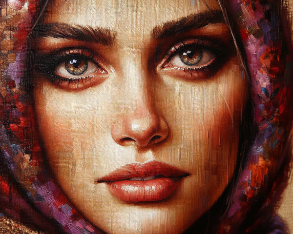 Portrait of a Young Woman with Colorful Scarf