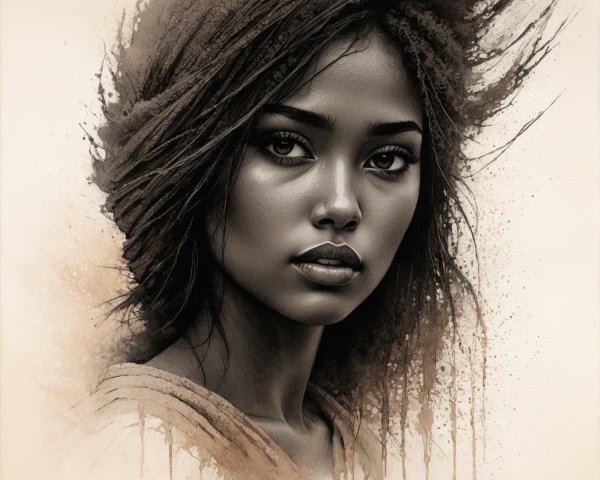 Portrait of a Young Woman with Abstract Background