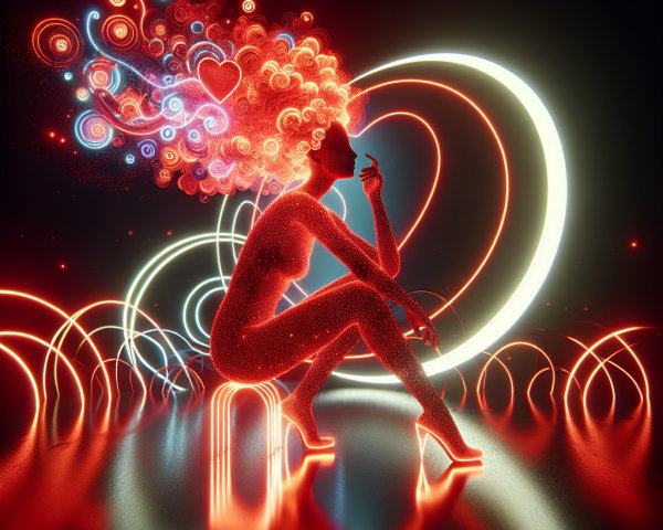 Silhouette with Colorful Hair and Ethereal Glow
