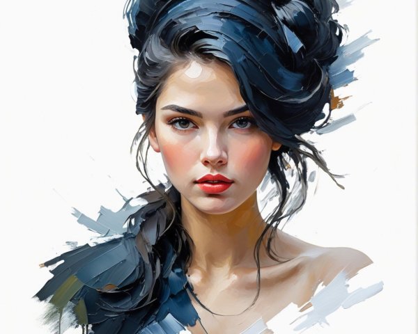 Portrait of a Young Woman with Artistic Hairstyle