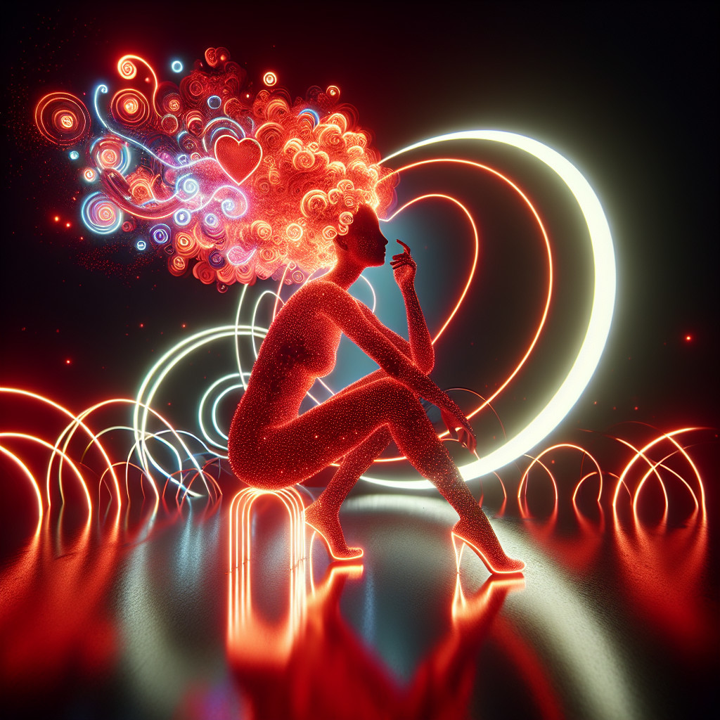Silhouette with Colorful Hair and Ethereal Glow