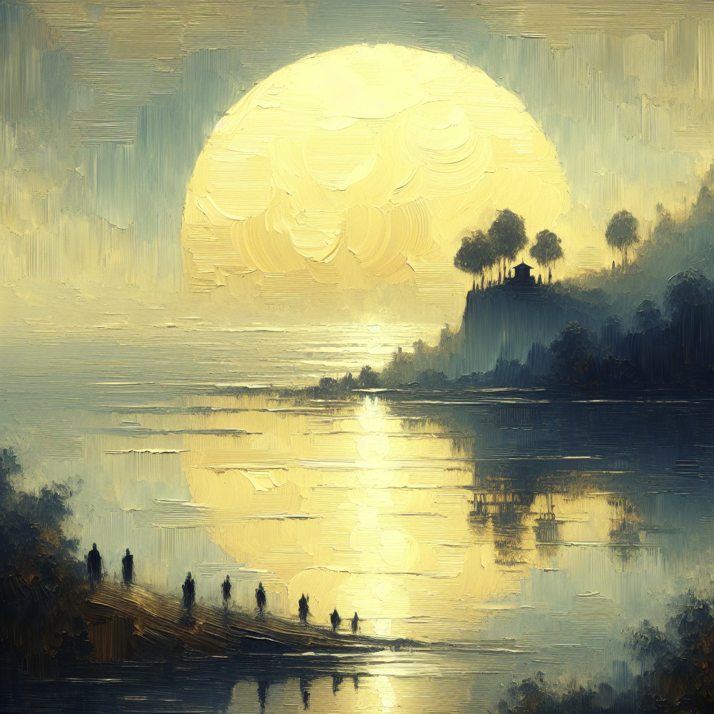 Serene Dusk Landscape with Golden Sunset Reflections