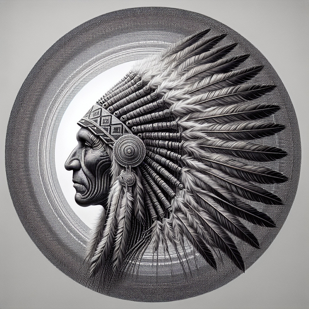 Monochrome Portrait of Elderly Native American Man