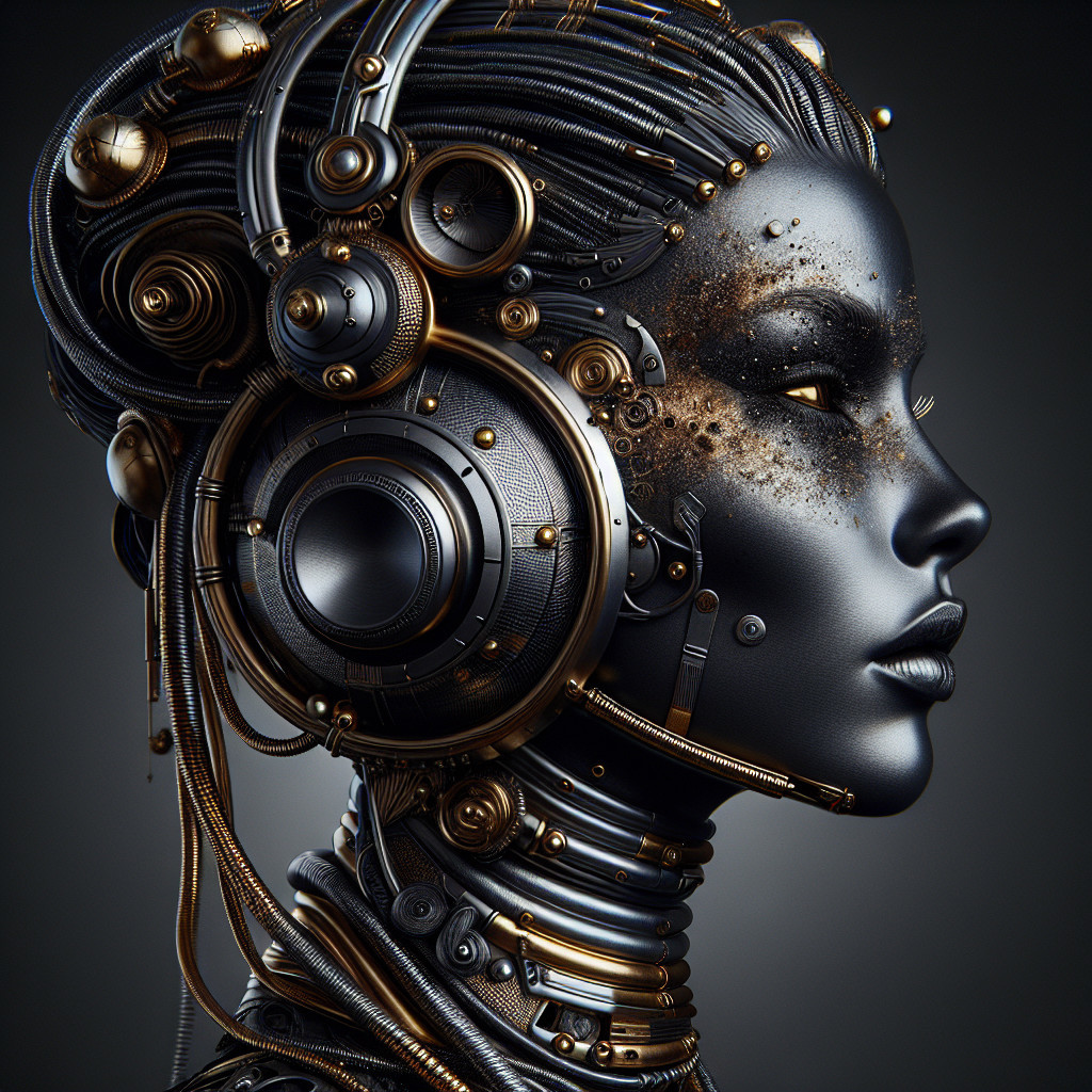 Futuristic Robotic Figure with Metallic Design Elements