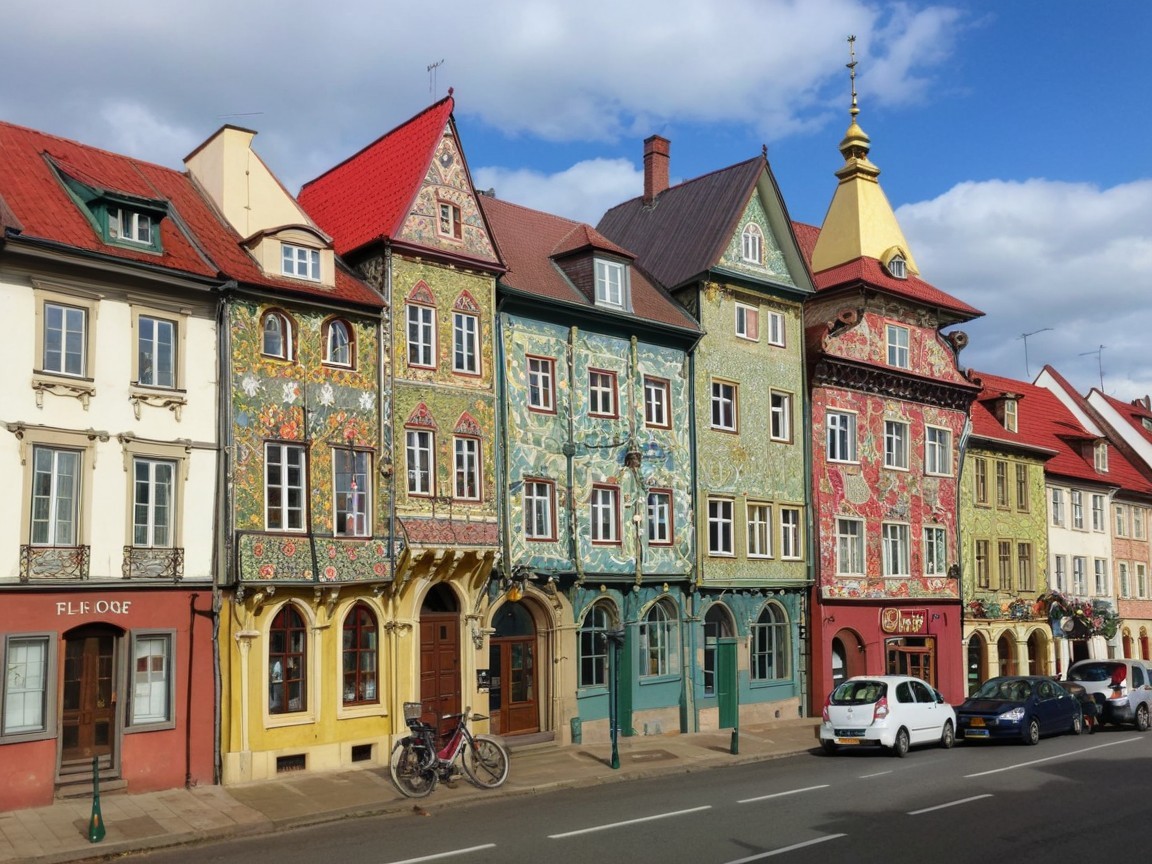 Historic Buildings with Colorful Facades in Street Scene