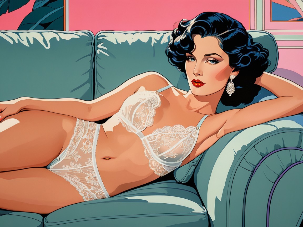 Glamourous Pin-Up Style Image with Bright Background