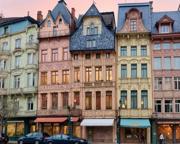 Pastel Buildings with Unique Designs and Architectural Details