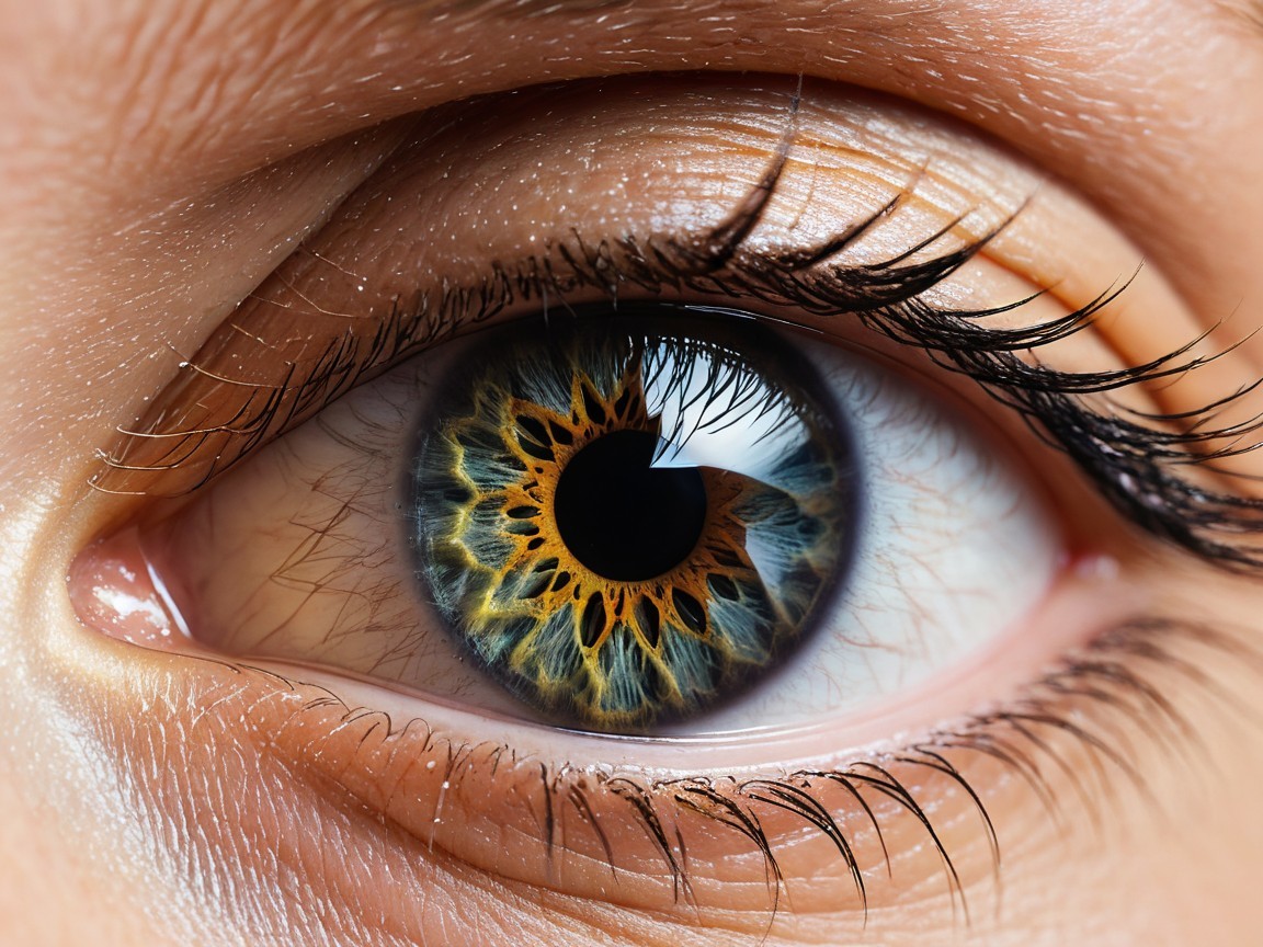 Close-Up of a Human Eye with Detailed Iris Patterns