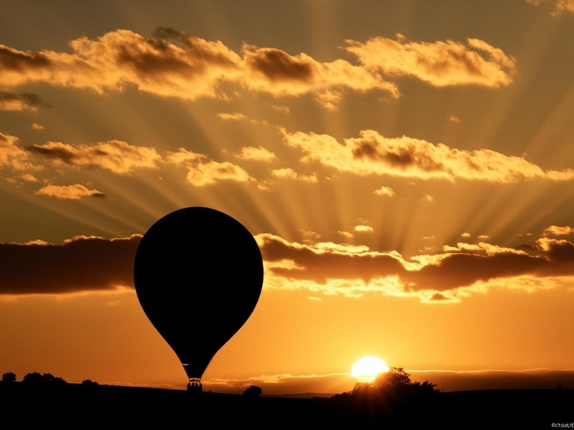 Silhouette of Hot Air Balloon Against Sunset Sky