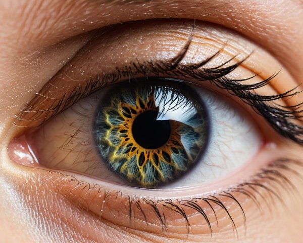 Close-Up of a Human Eye with Detailed Iris Patterns