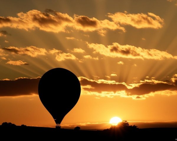 Silhouette of Hot Air Balloon Against Sunset Sky