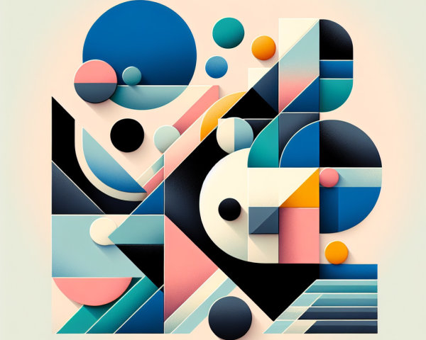 Abstract Composition of Geometric Shapes and Colors