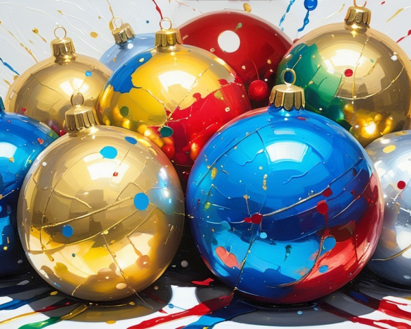 Vibrant Christmas Ornaments in Festive Colors