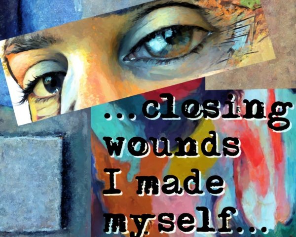 Fragmented Digital Painting of a Human Eye and Abstract Background