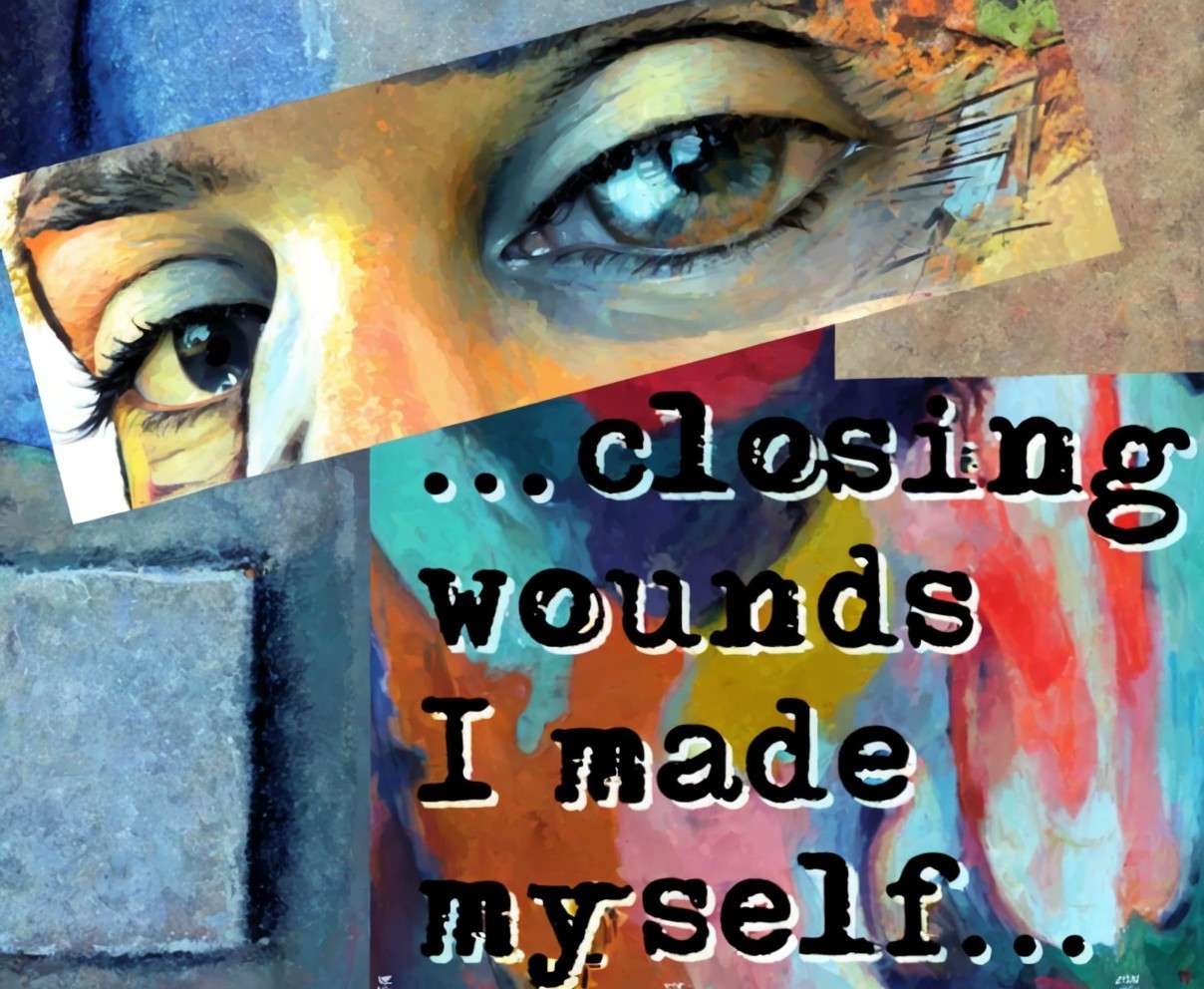 Fragmented Digital Painting of a Human Eye and Abstract Background