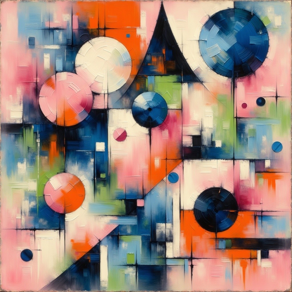 Abstract Composition with Bold Colors and Geometric Shapes