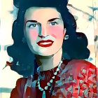 Glamorous Woman in Vintage Floral Elegance