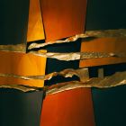 Dynamic Composition of Torn Orange and Black Paper