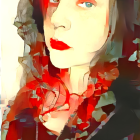 Stylized portrait of a young woman with blue eyes