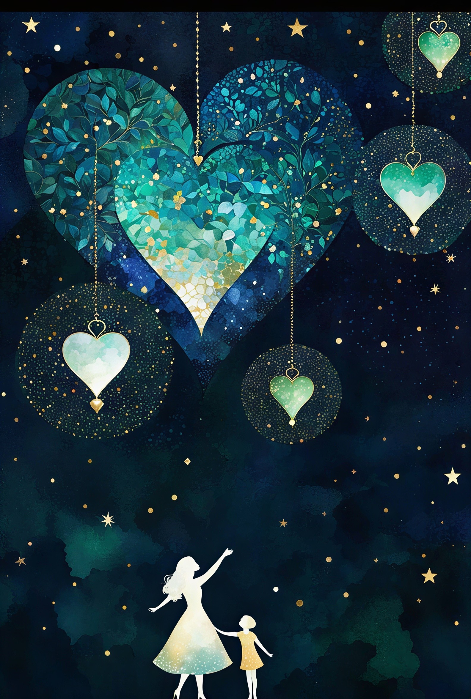 Whimsical Illustration of a Starry Night Sky
