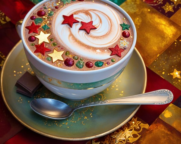 Styled Hot Cocoa with Festive Decorations and Background