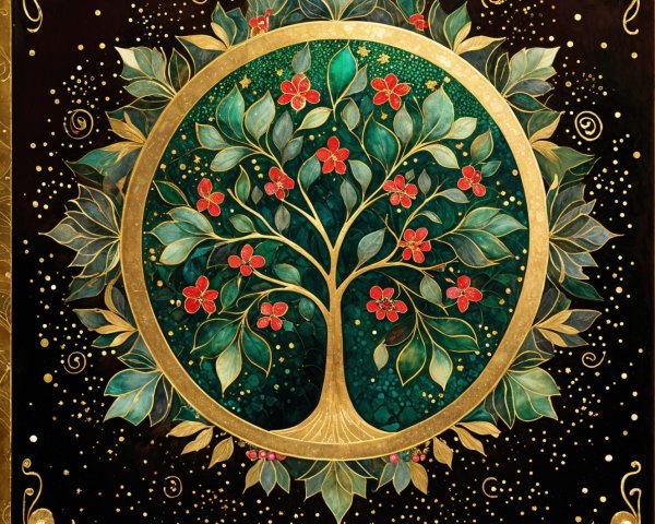 Intricate Digital Illustration of a Tree of Life Design