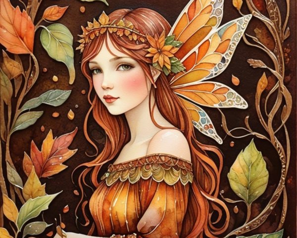 Whimsical Illustration of a Young Woman with Wings