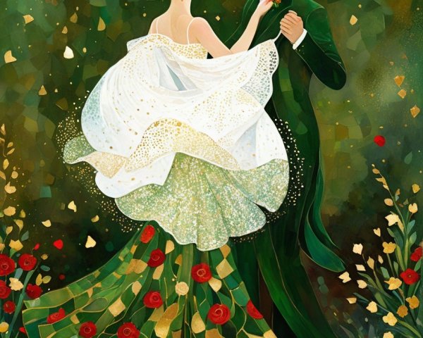 Couple Dancing in Enchanted Garden Setting