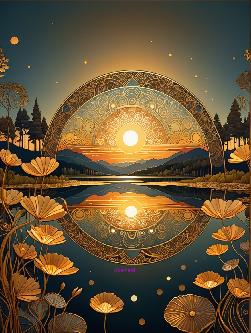 Serene Sunset Landscape with Mountains and Reflections