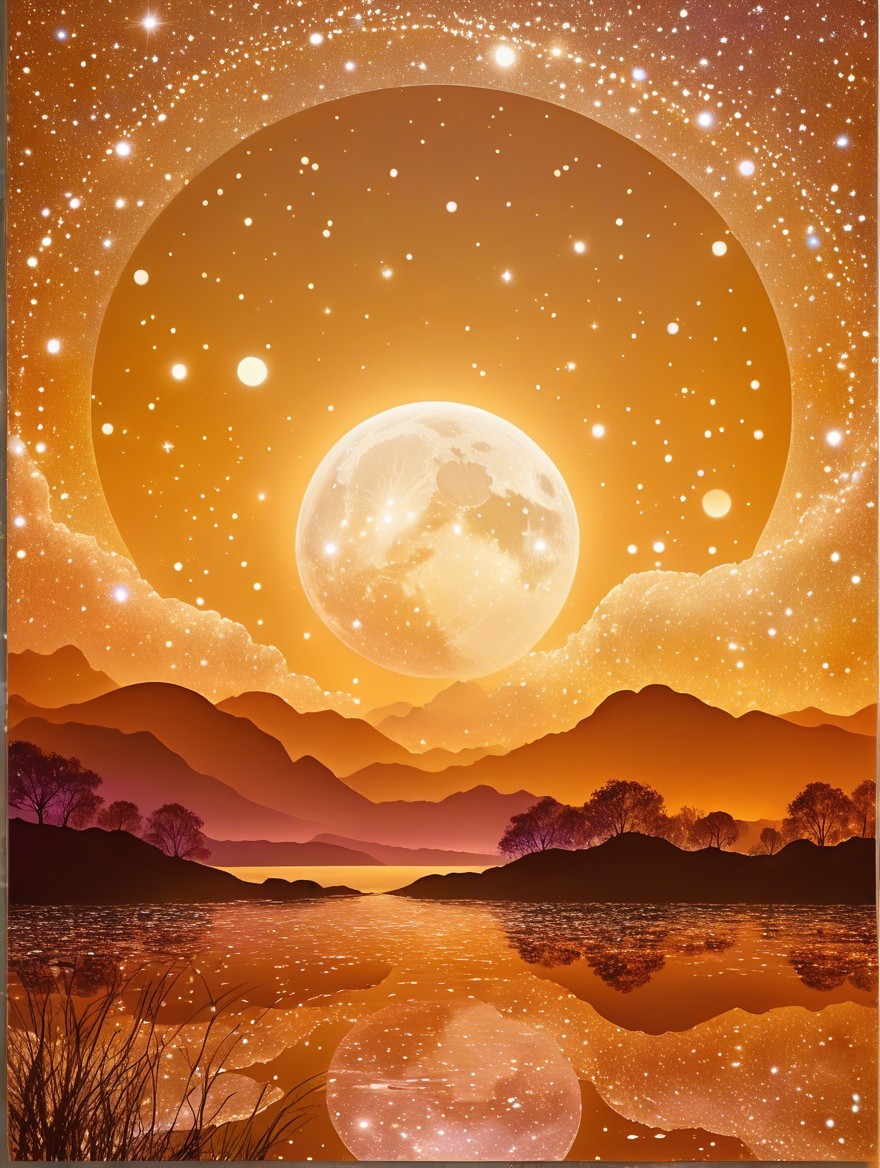 Serene Landscape with Moonrise and Starry Sky