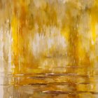 Figure in Yellow Cloak Before Golden Archway and Waves