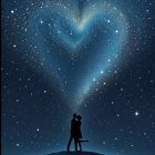 Silhouette by a Gold-Leaved Tree Under Starry Sky